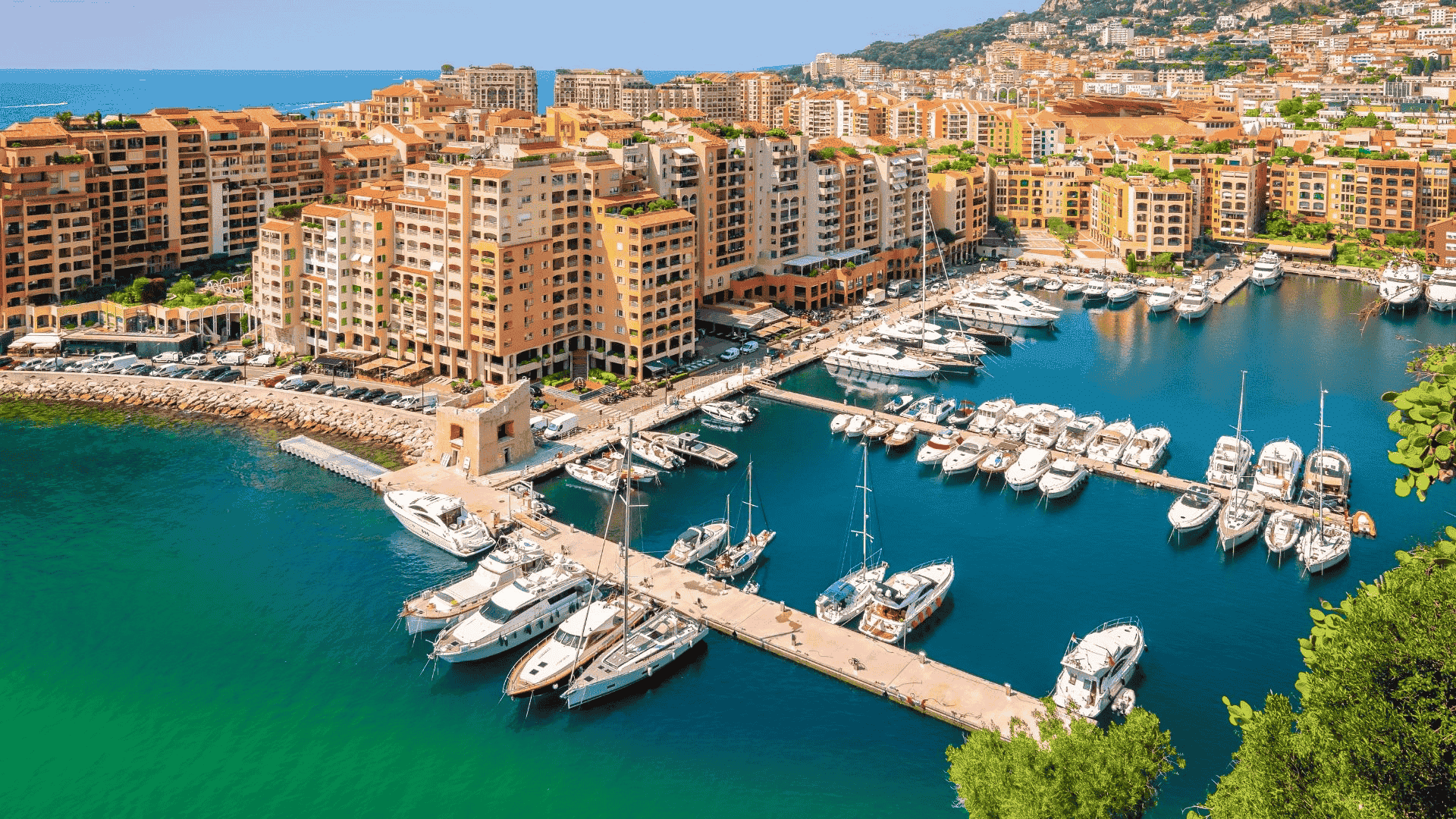aerial view of fontvieille monaco in france yachts moored