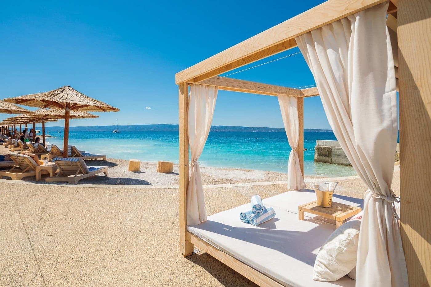 gooshter beach club split beach beds cabanas