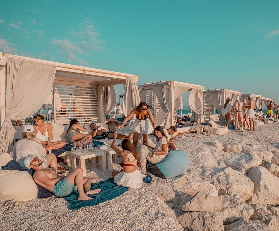 taboo beach club people in cabanas party split croatia