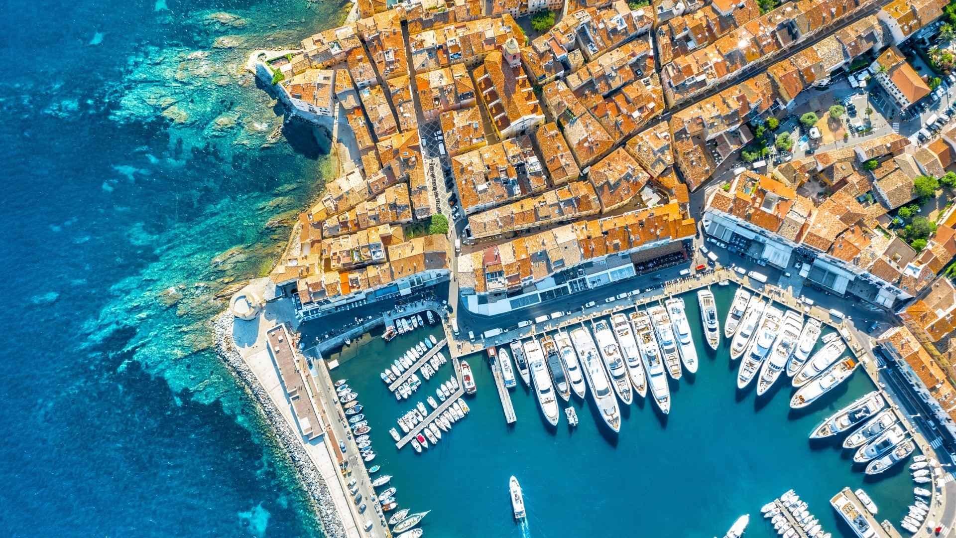 st tropez marina aerial view