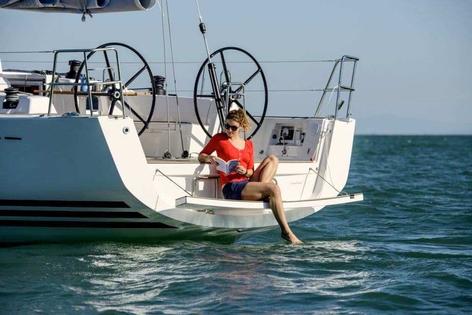 woman relaxing on x-46 bathing platform