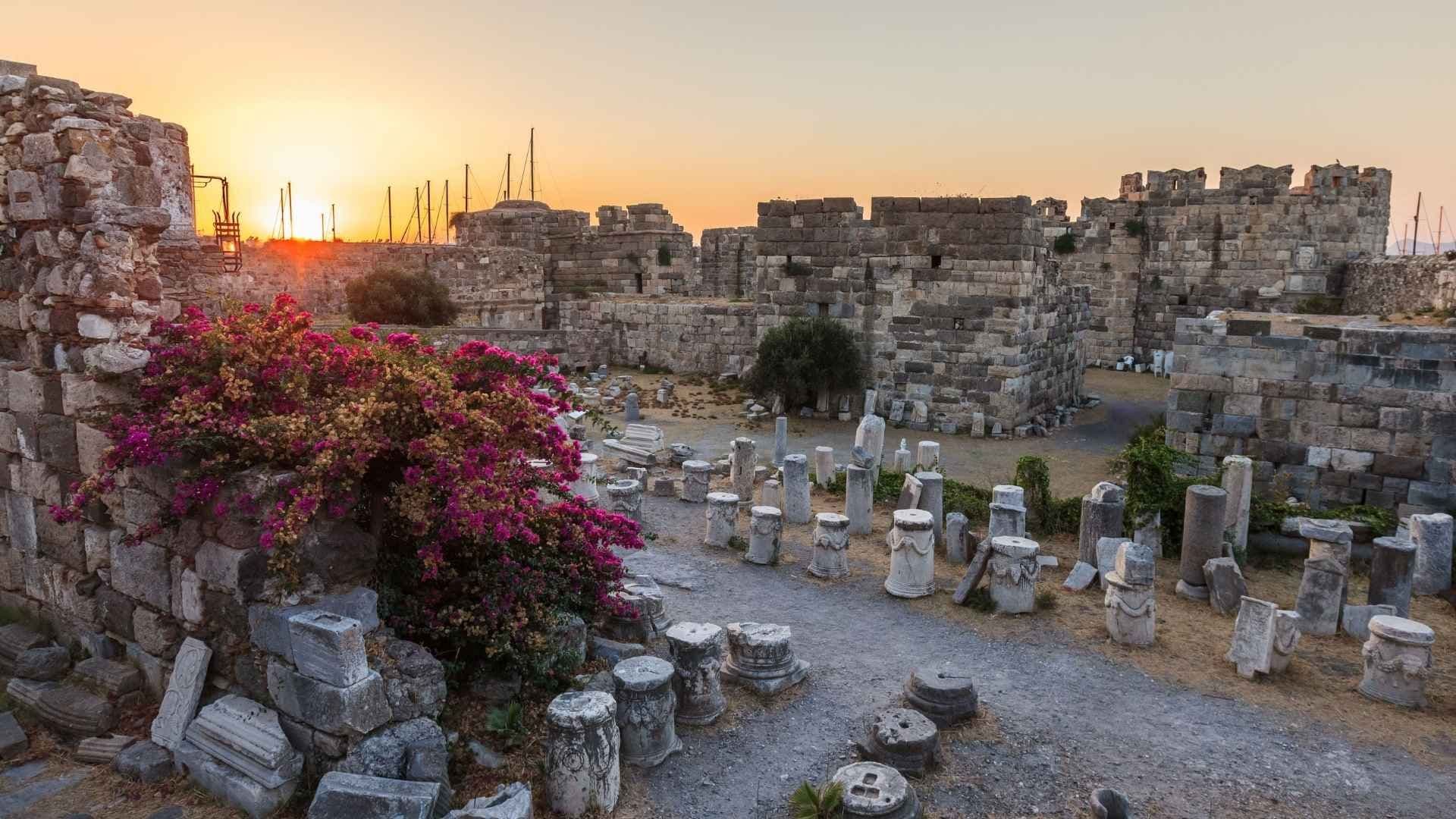 kos castle sunset dodecanese