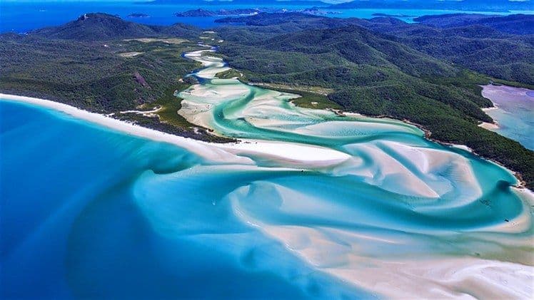 whitsundays aerial view beaches sand in australia