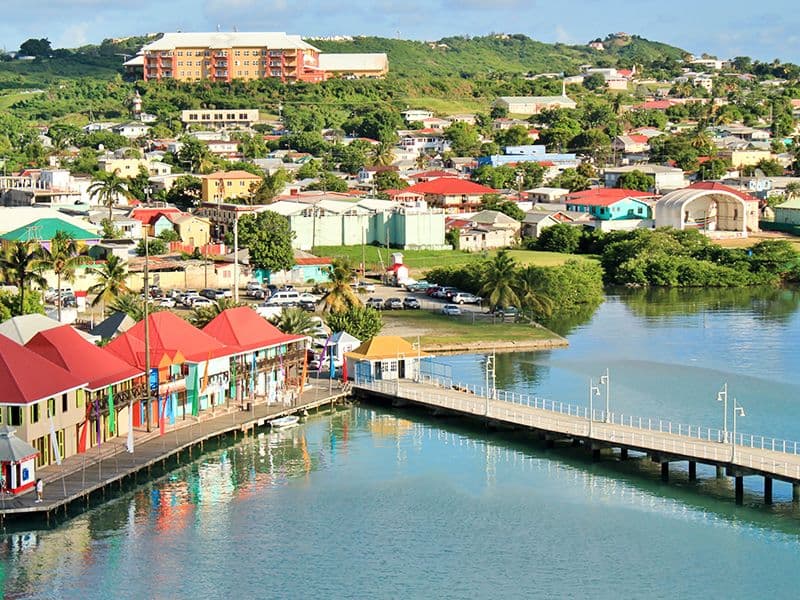 antigua caribbean houses near dock