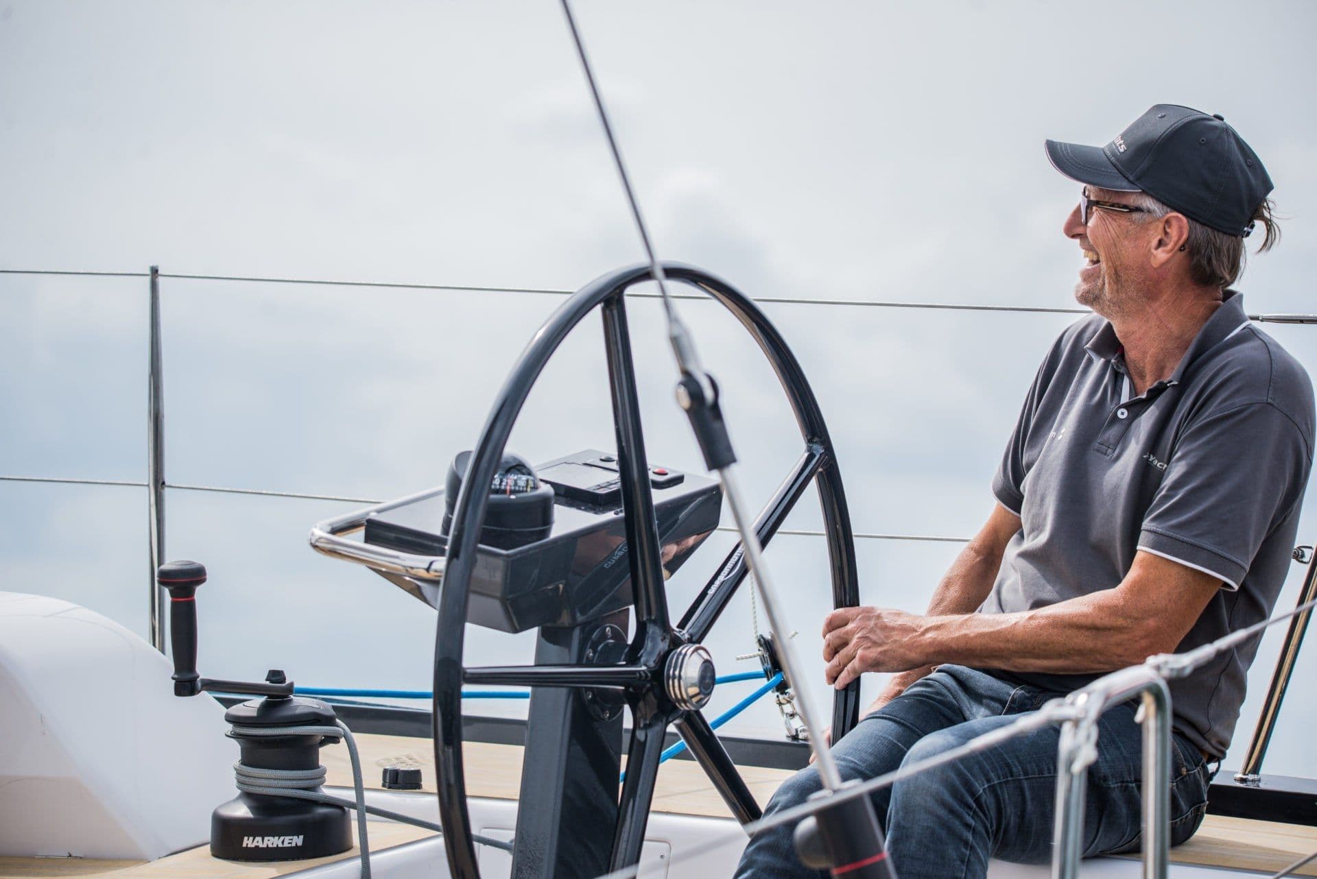 x-46 man laughing at helm