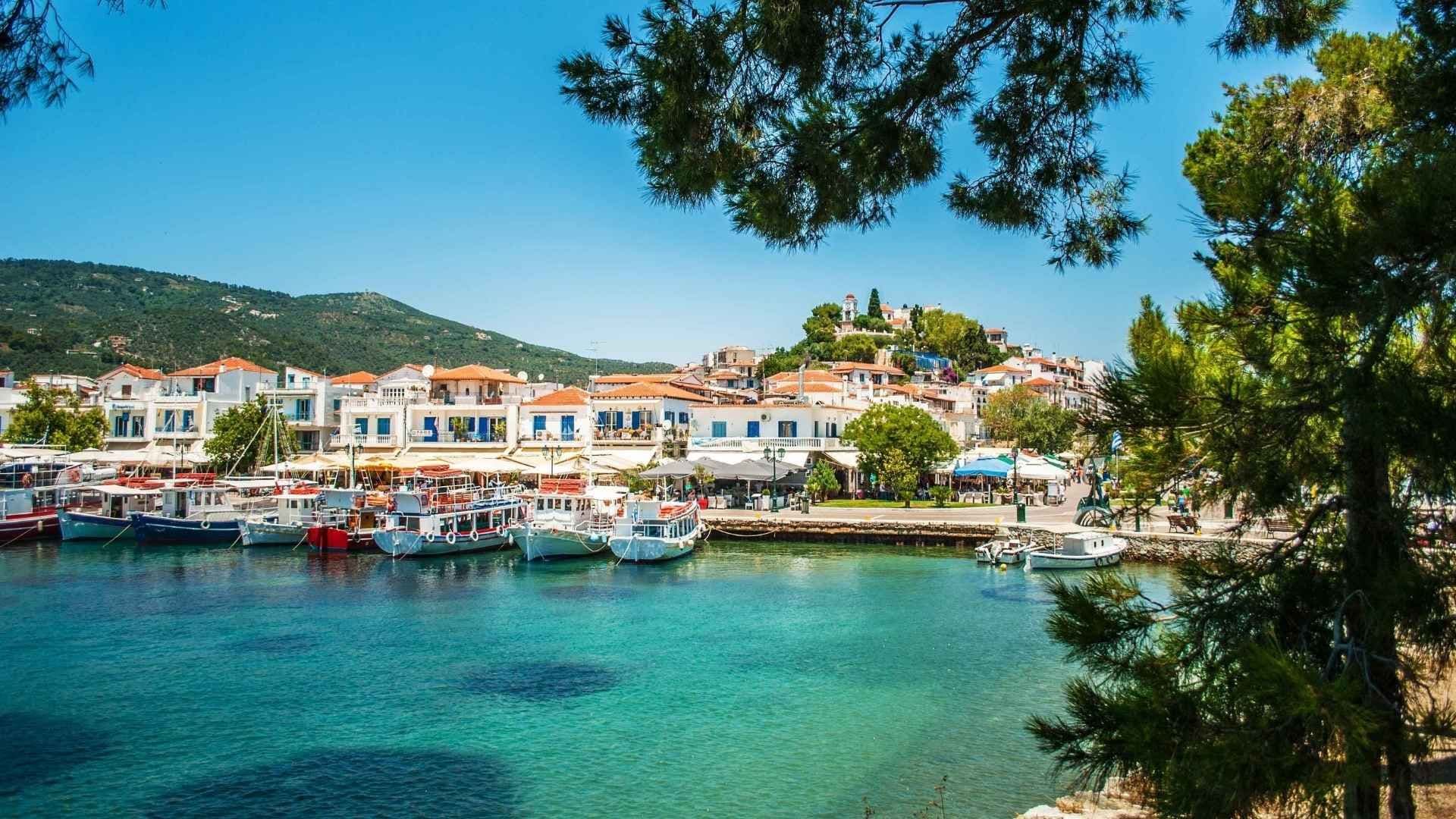 skiathos town fishing harbour