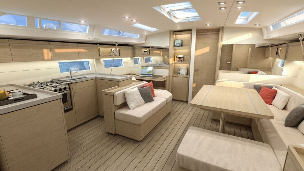 oceanis 51.1 freyja dining sitting and kitchen area
