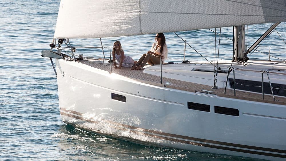 greece bareboat two women on the deck