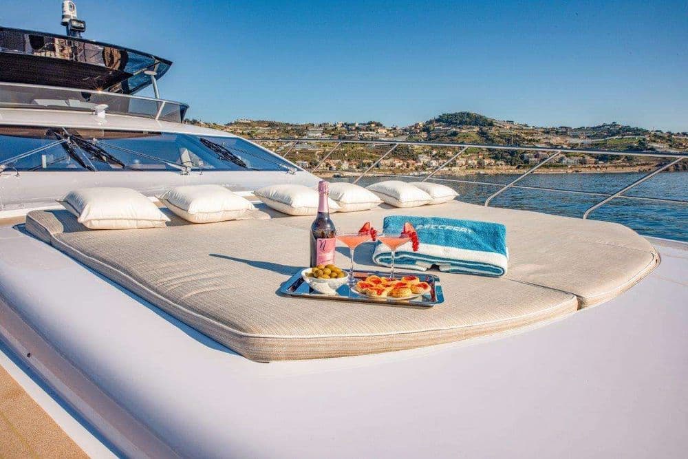 baccarat crewed superyacht france food on sunbeds