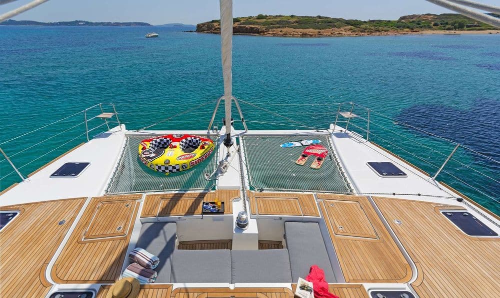 lagoon 560 catamaran sea bliss toys on bow croatia