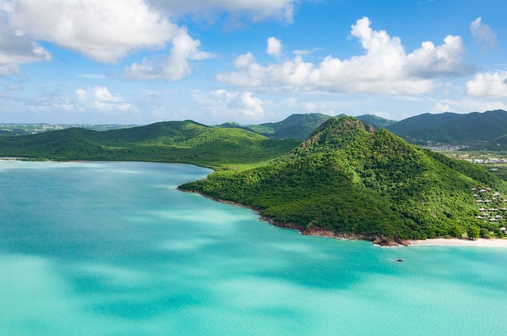 antigua mountains turquoise waters