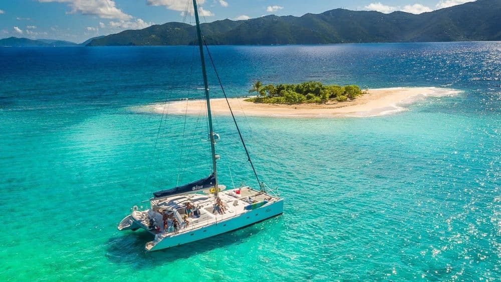 bvi catamaran near island