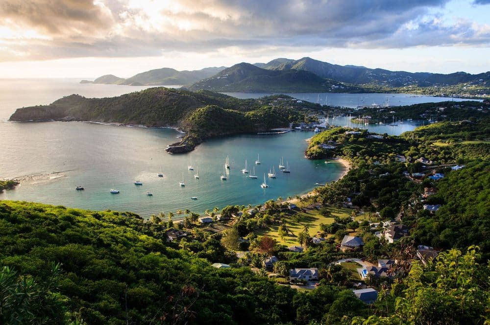 english harbour in antigua boats moored near mountains