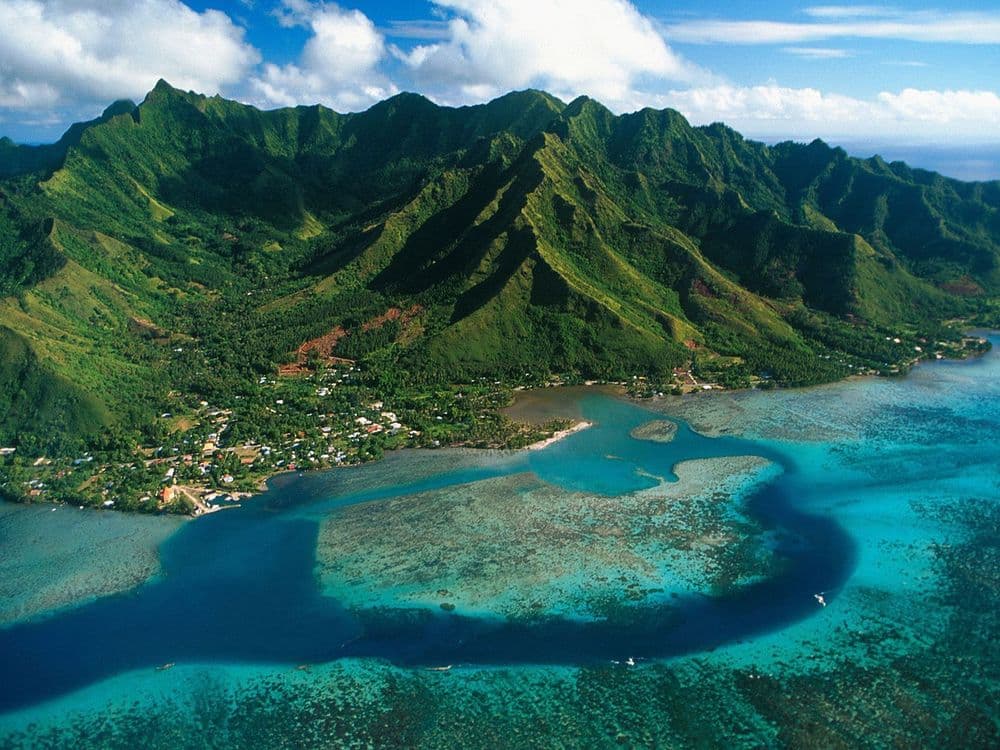 raiatea french polynesia mountains overlooking bay