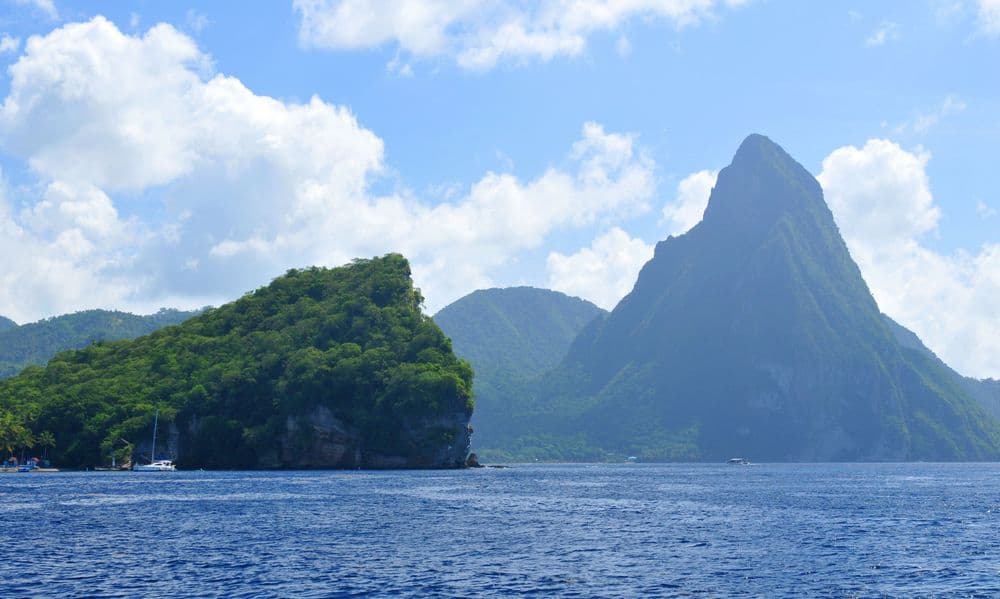 pitons st lucia mountains near water