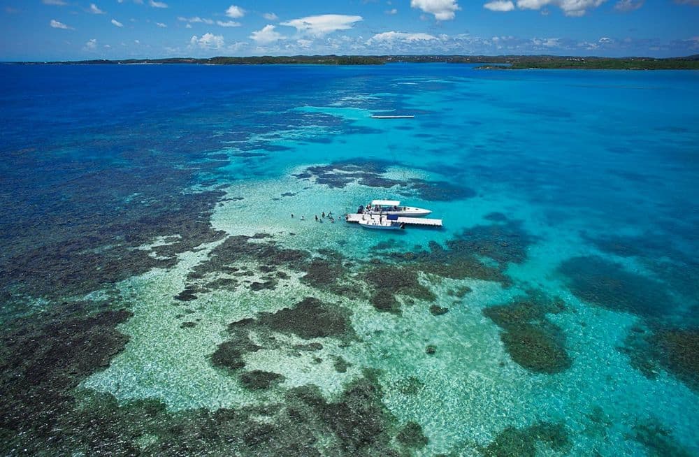 antigua aerial view boats moored in bvi