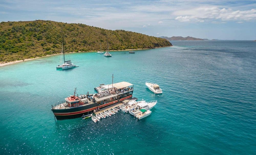 willy t bar boat moored BVI norman island