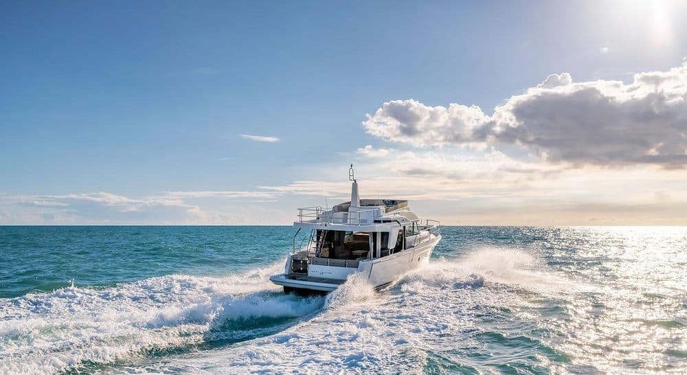 swift trawler 47 exterior boat sailing away bareboat