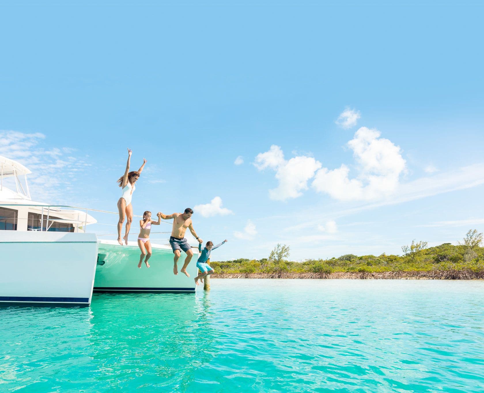 family diving catamaran clear water abacos