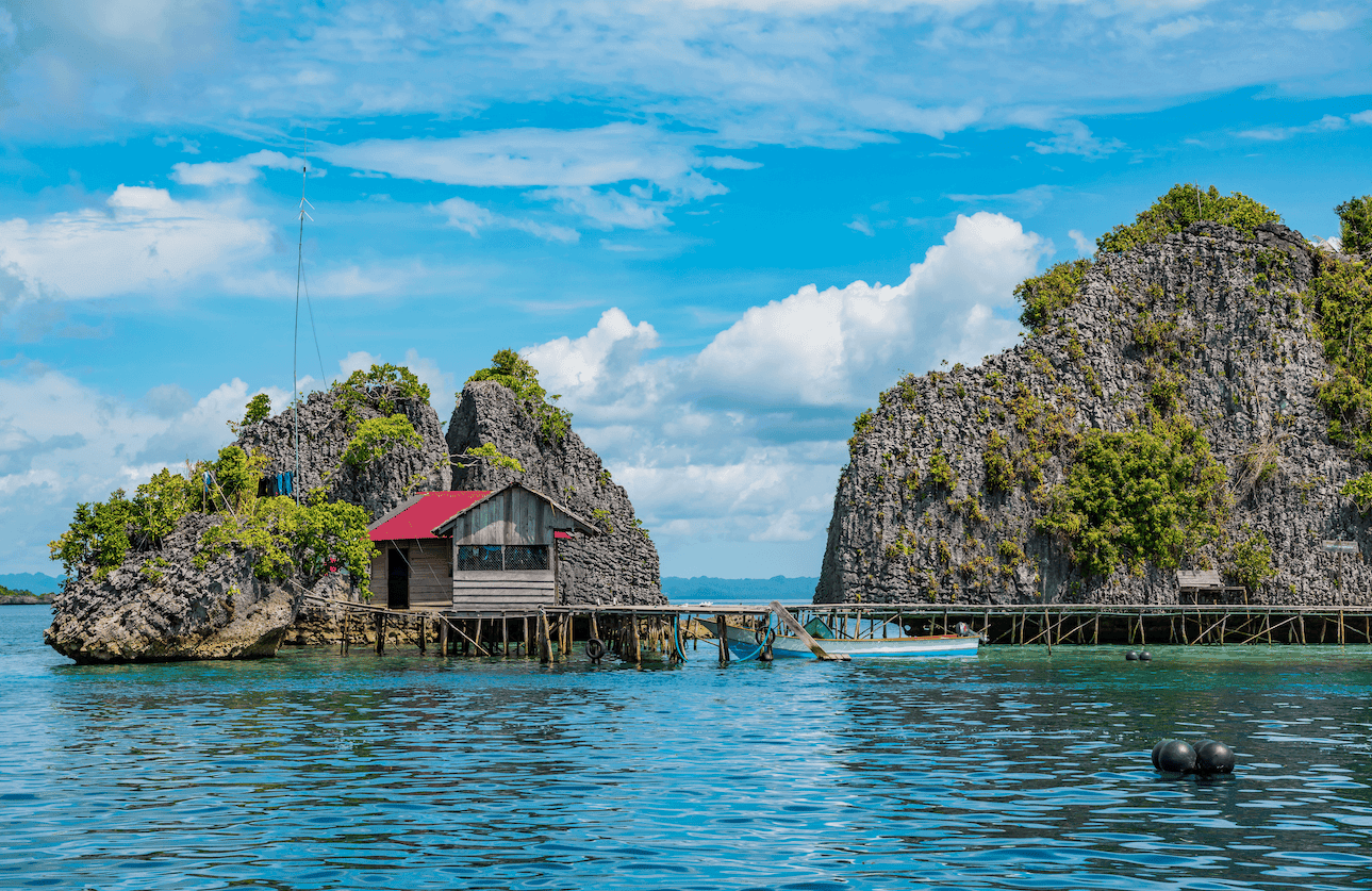 misool indonesia hut near islands