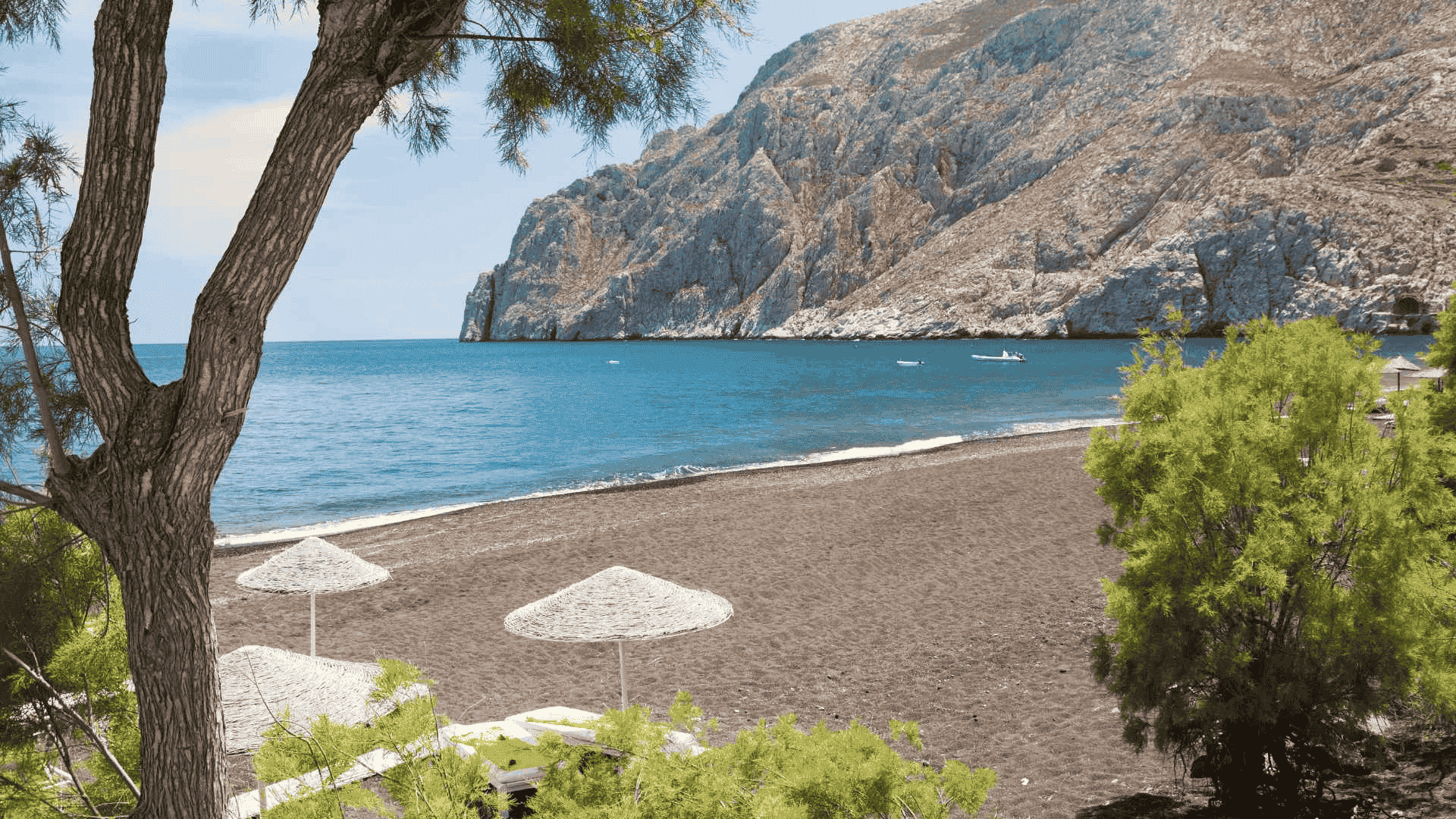 kamari beach in santoini cyclades