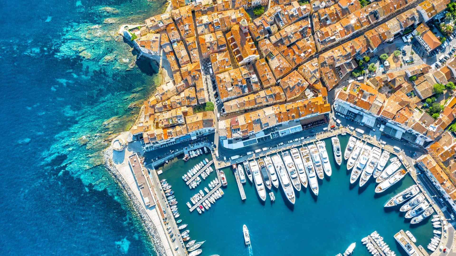 st tropez marina aerial view