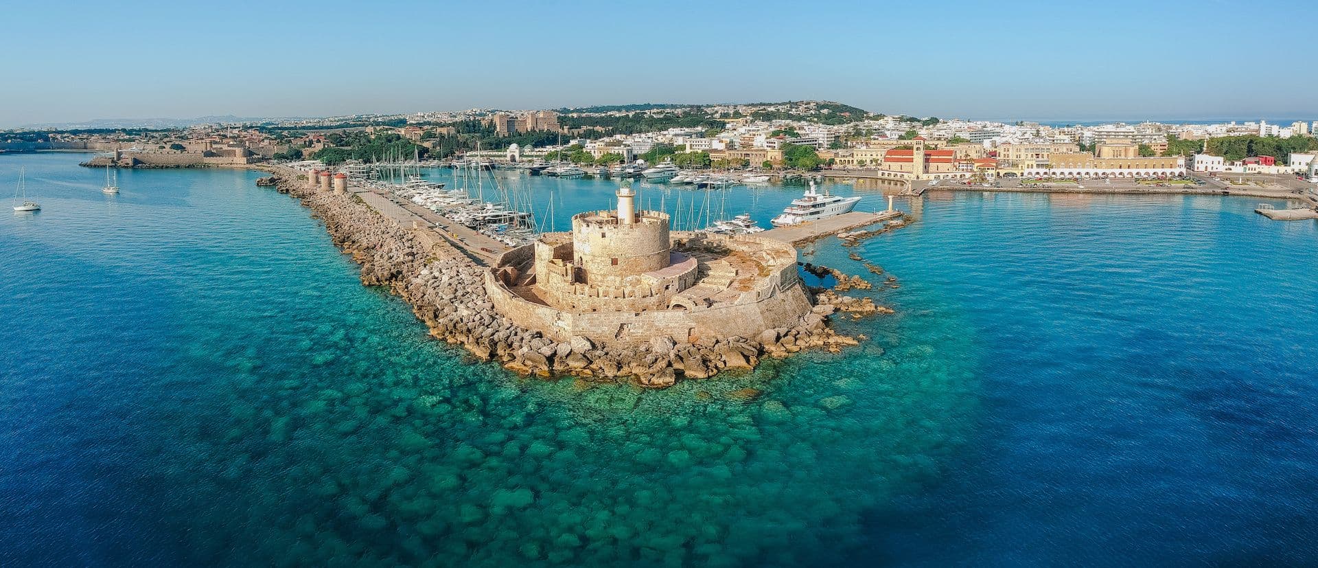 mandraki harbour rhodes aerial