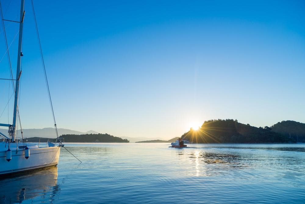 greece nydri sunset over the water