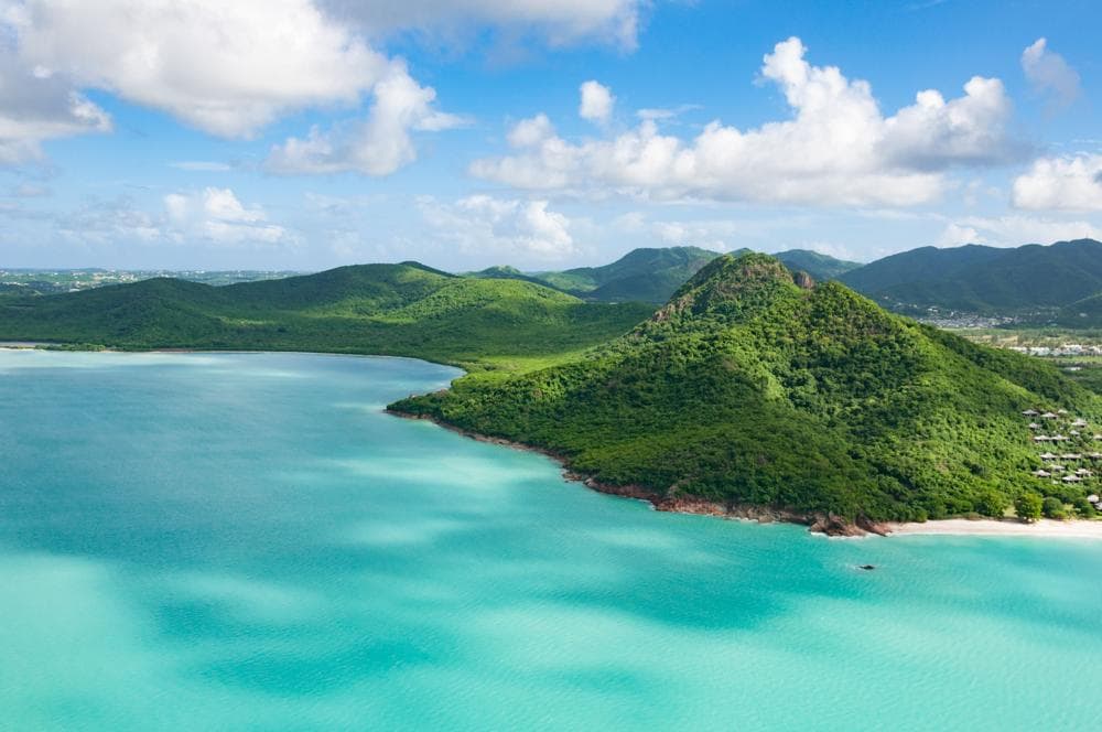 antigua mountains turquoise waters